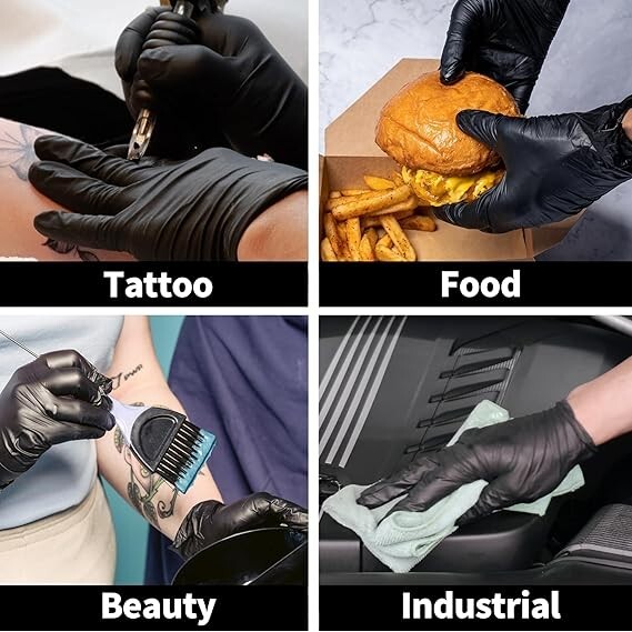 1000Pcs Black Synmax Medical Disposable Vinyl Exam Gloves,Latex & Powder-Free