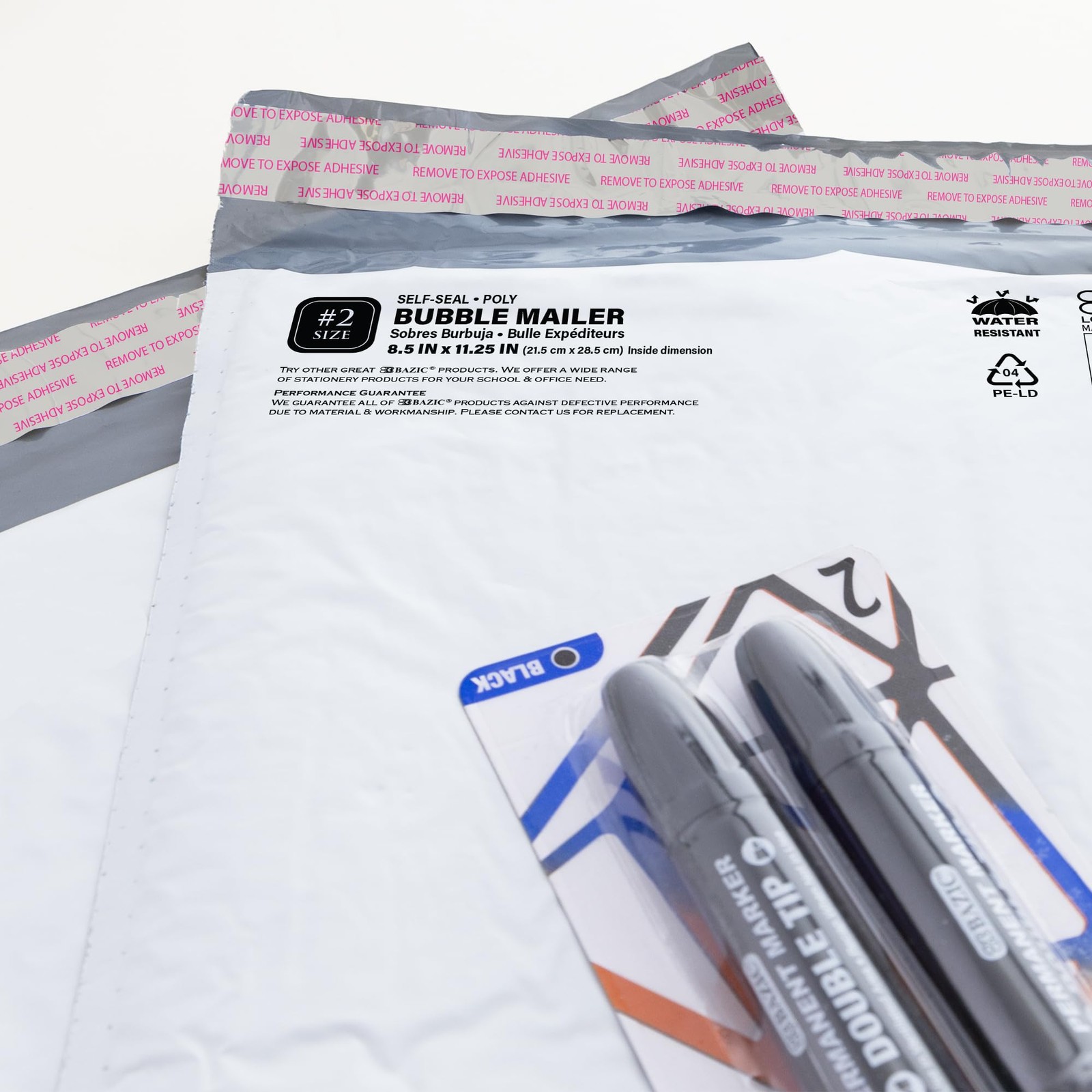 BAZIC Products #2 Poly Bubble Mailers, 8.5 x 11.25 in, 1-Pack, White