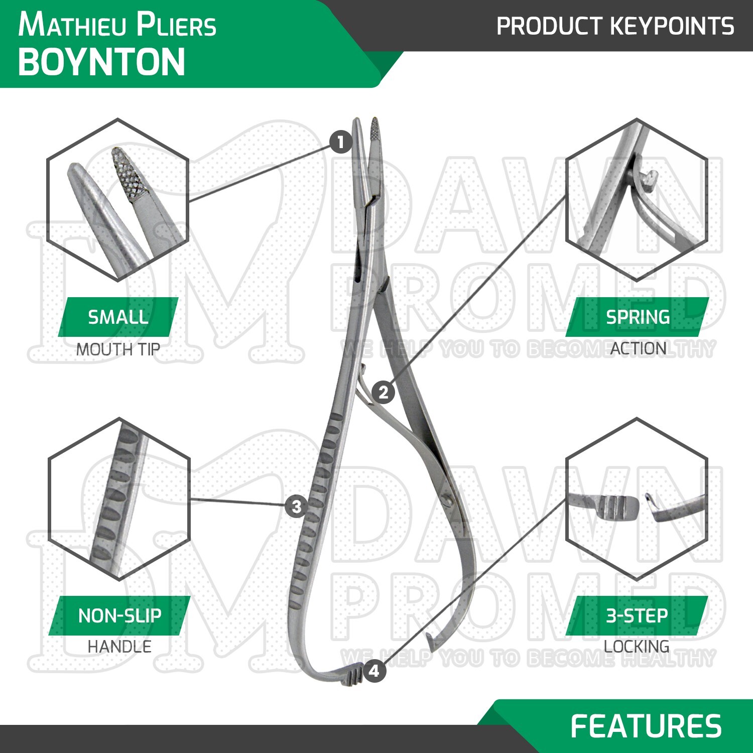 Mathieu Pliers Boynton 5.5″ Mathieu Needle Holder Small Mouth Tip German Grade