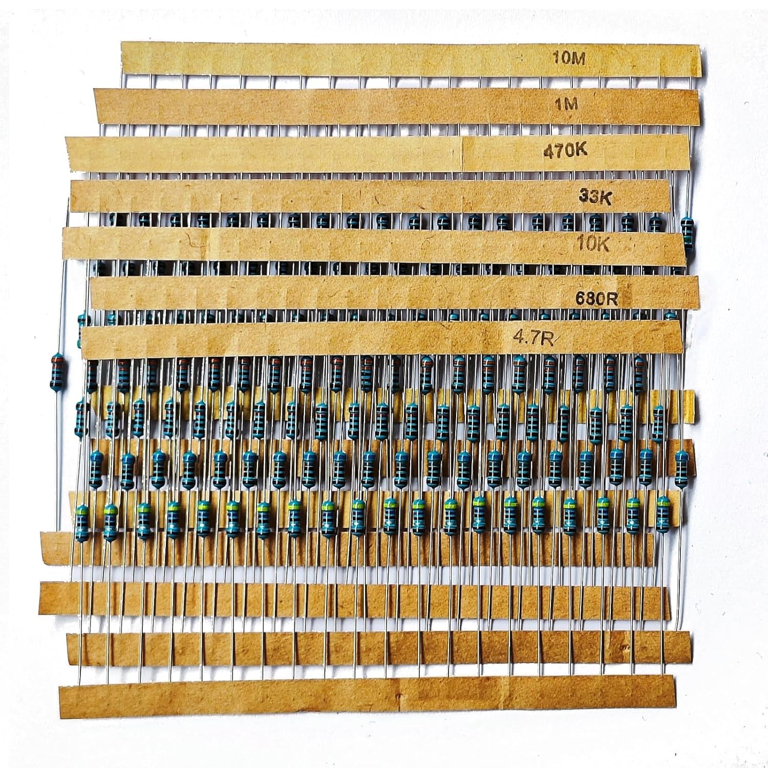 50 Value 1/4W Metal Film Resistors Kit 0.25W 1% 1Ω-10MΩ High Precision