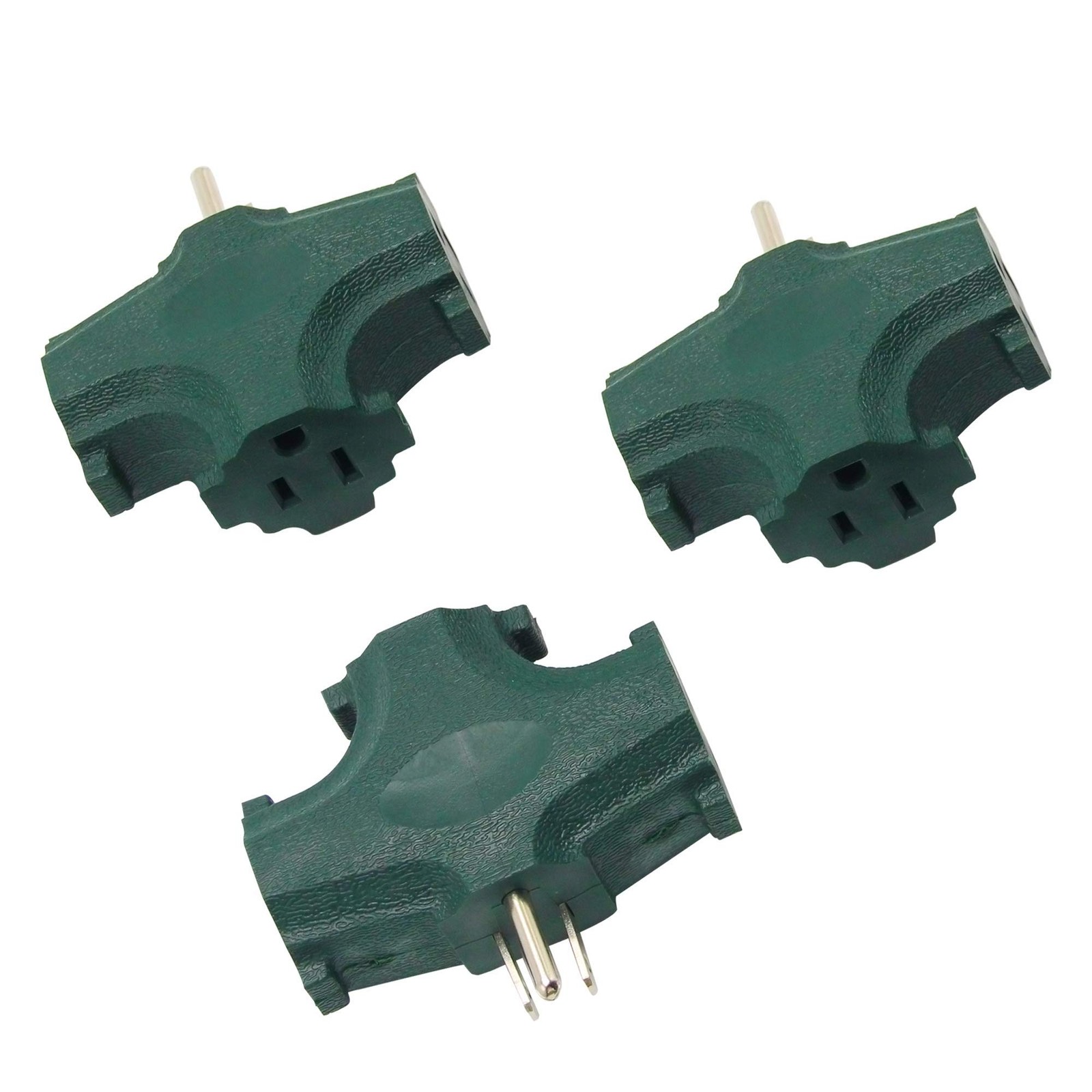 ETL Listed 3 Outlet Grounding Adapter, BTU Three Plug Adapter Green2