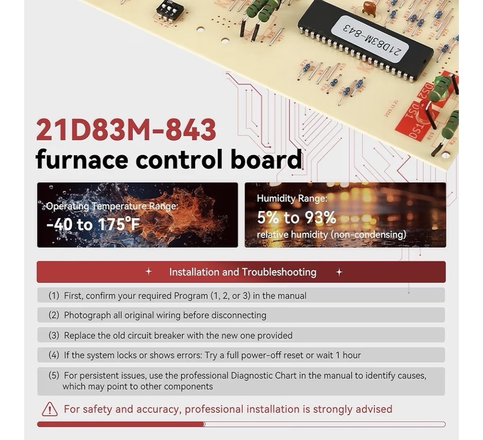 21D83M-843 Furnace Control Circuit Board For Lennox White Rodgers 10M9301 More
