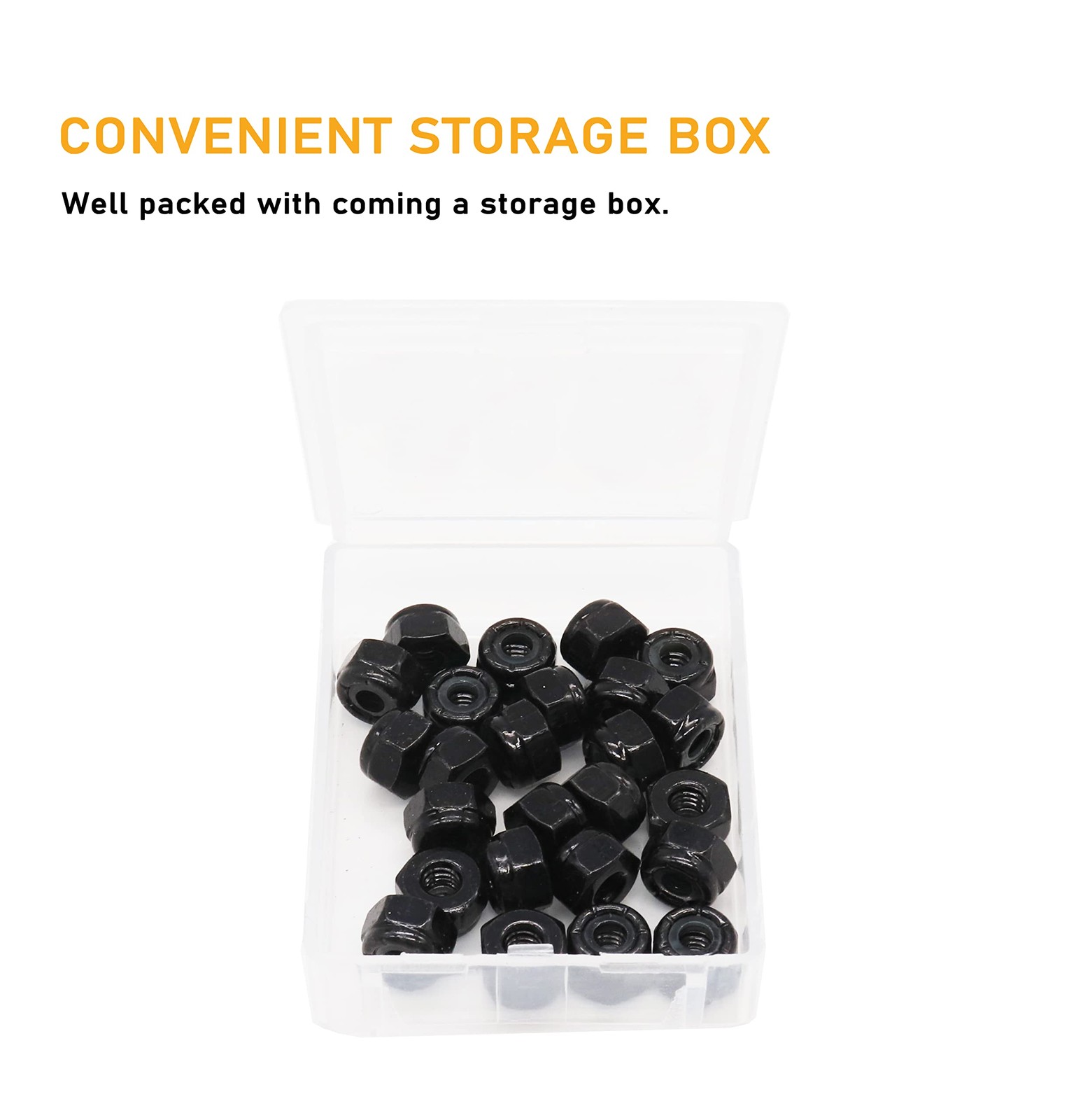 100 Piezas Tuercas De Seguridad Insertadas De Nailon 4-40 Negras Tuercas Aut…