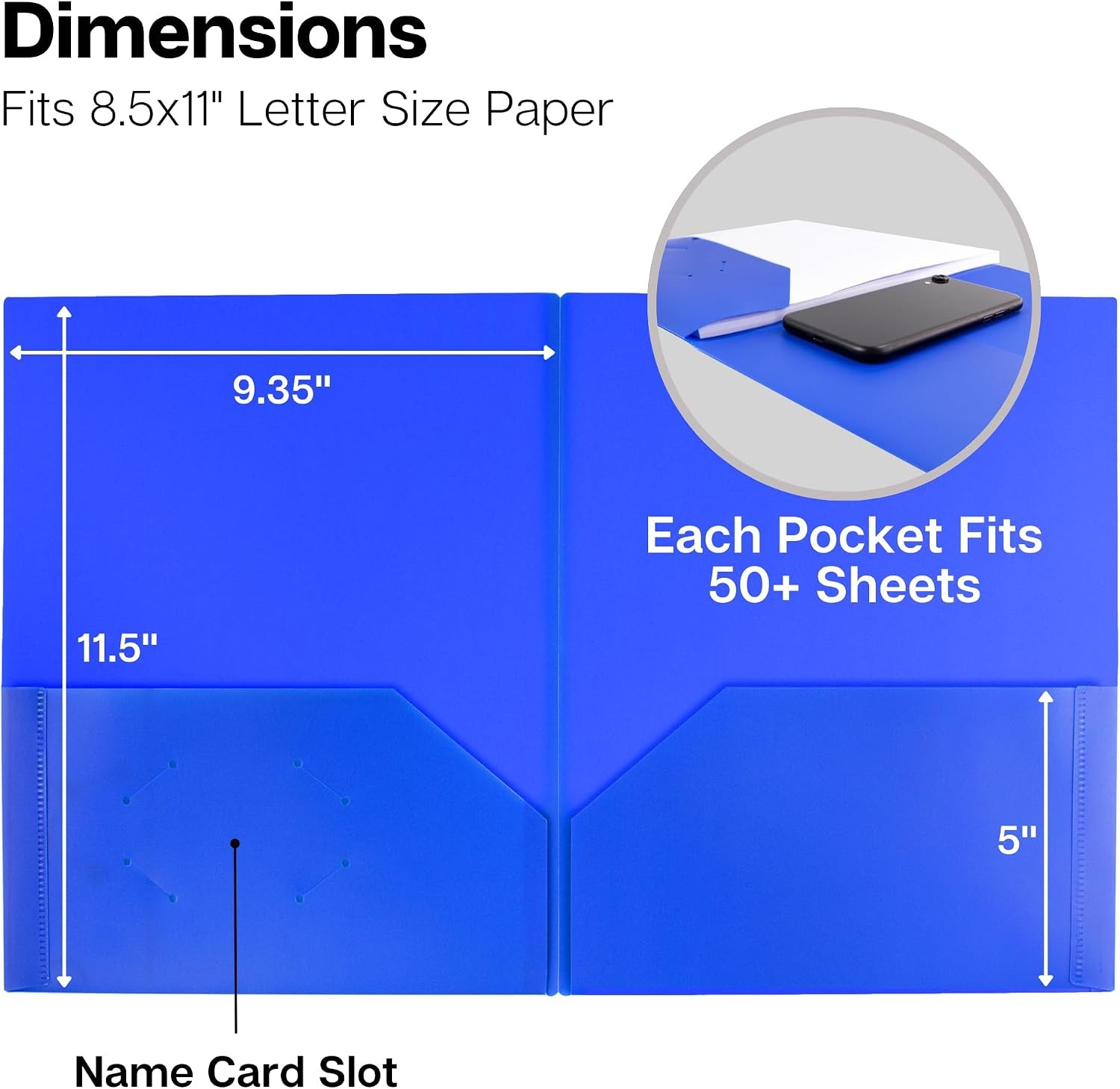 Plastic 2-Pocket Folders, 8.5×11, Assorted, 6 Pack, Poly