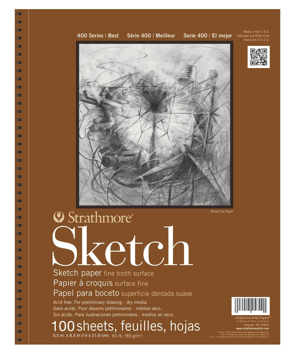 Strathmore 400 Series Sketch Pad, 5.5×8.5 inch, 100 Sheets – 5.5×8.5, White