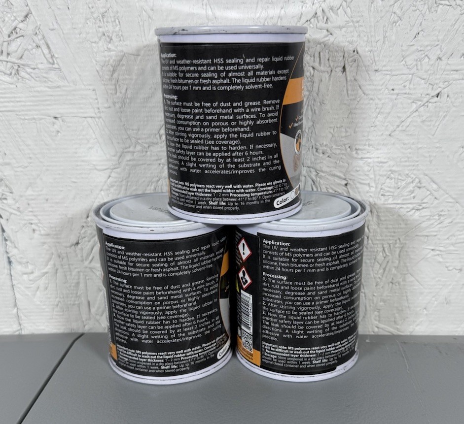 2 Cans Of HSS Liquid Rubber for Sealing & Repair (Gray, 7.7 OZ) Polymer 02/2026
