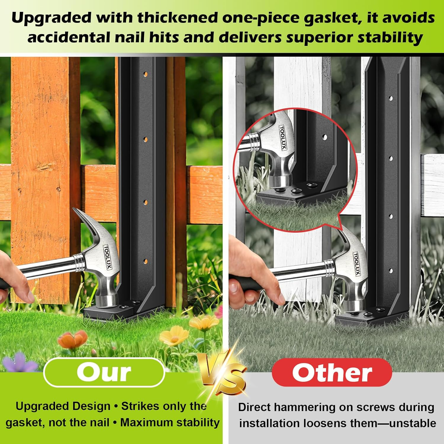 4-Pack Heavy Duty Fence Post Repair Kit – Secure Broken Wood Support