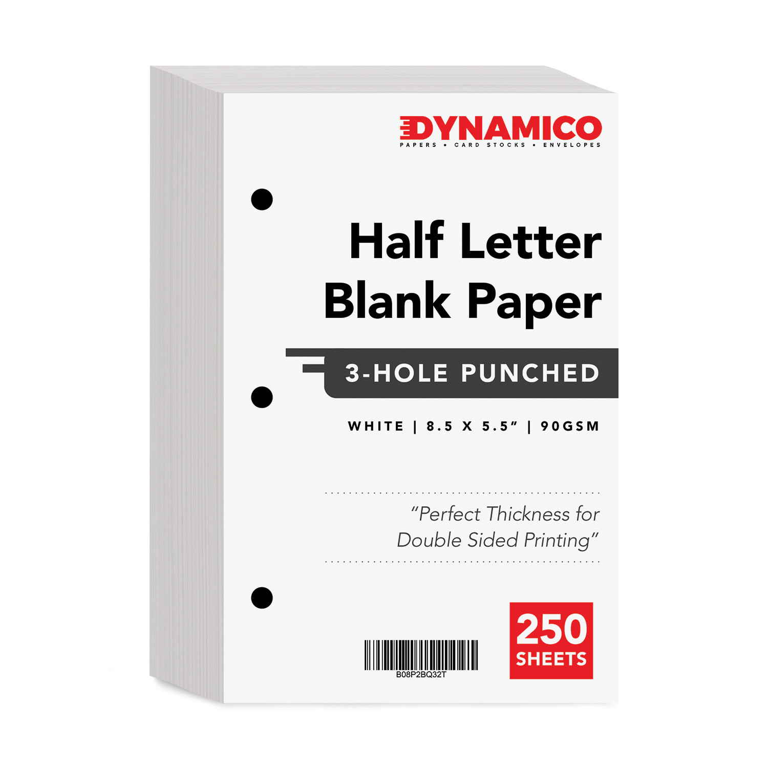 3 Hole Punched Bright White Blank Paper, 8.5 x 5.5, 24w, 3 Ring Binder Refill
