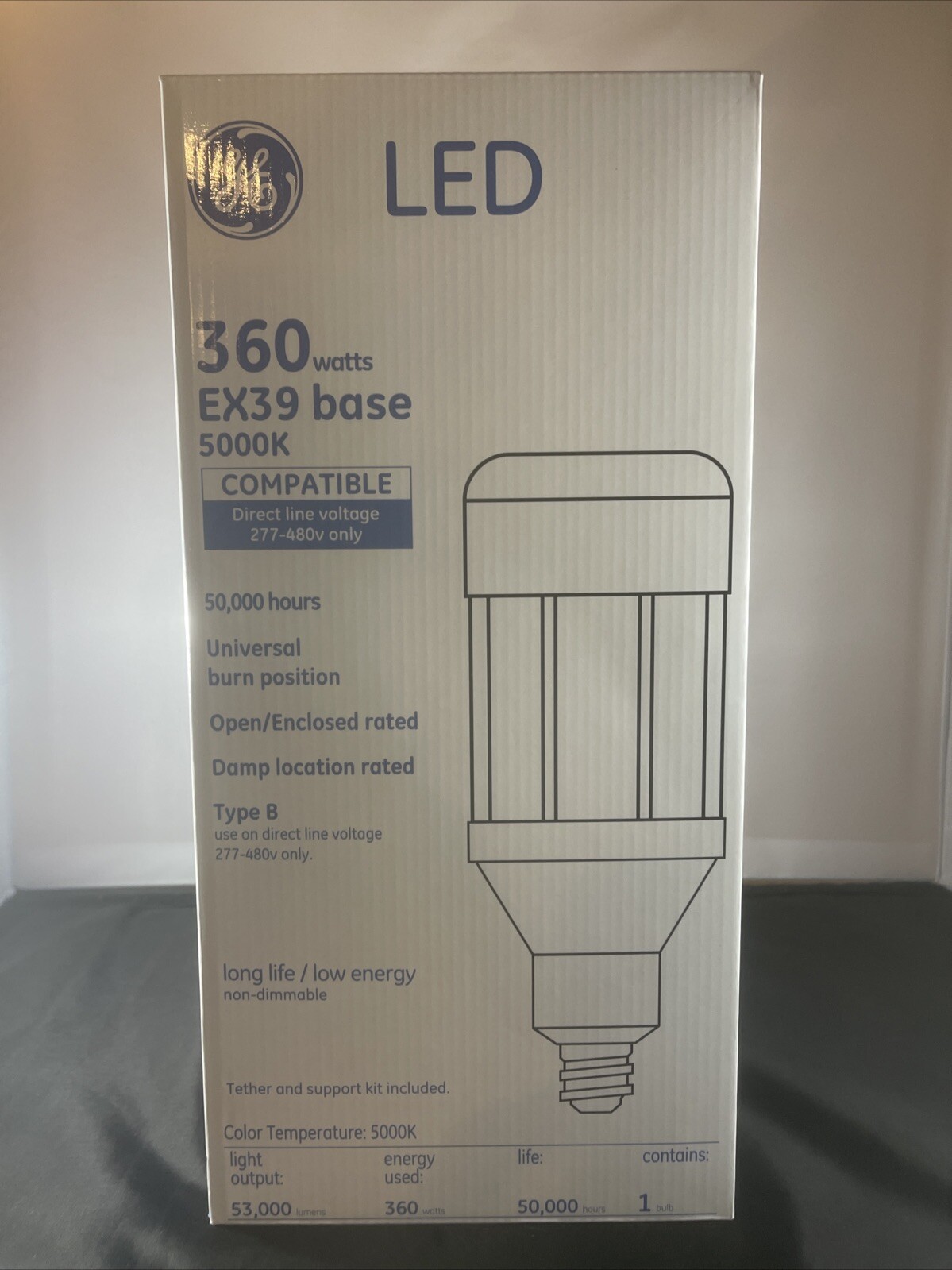 GE 51604 LED360ED37/750 360W LED Bulb 53k Lumens 5000k