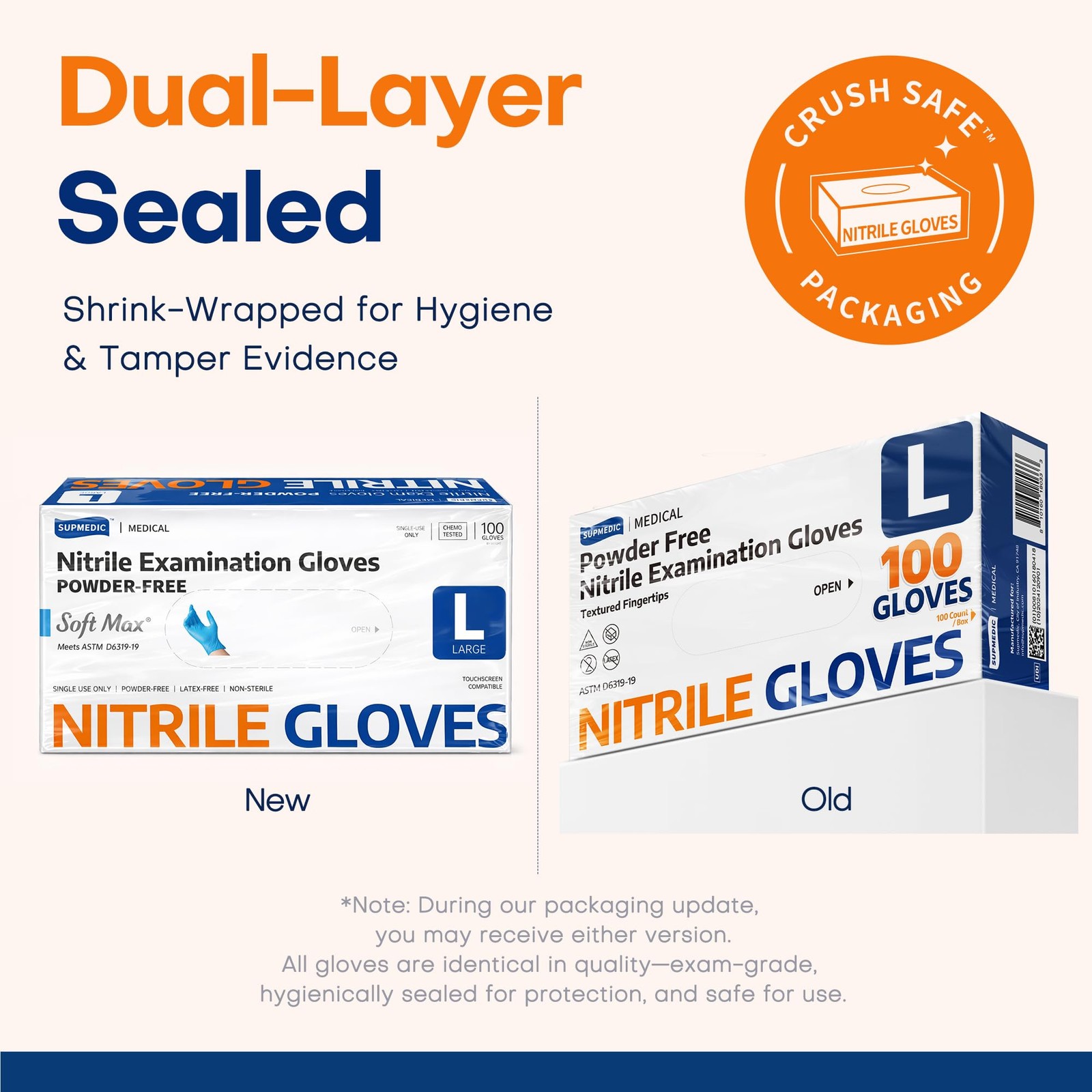 Medical Soft Max™ Nitrile Exam Gloves, 100 Count Latex-Free Powder-Free Non-Ster