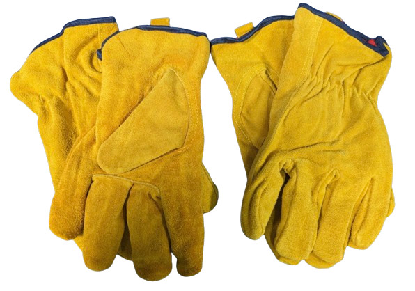 Lined Split Cowhide Leather Gloves Driving Construction Farming LARGE 48 CASE