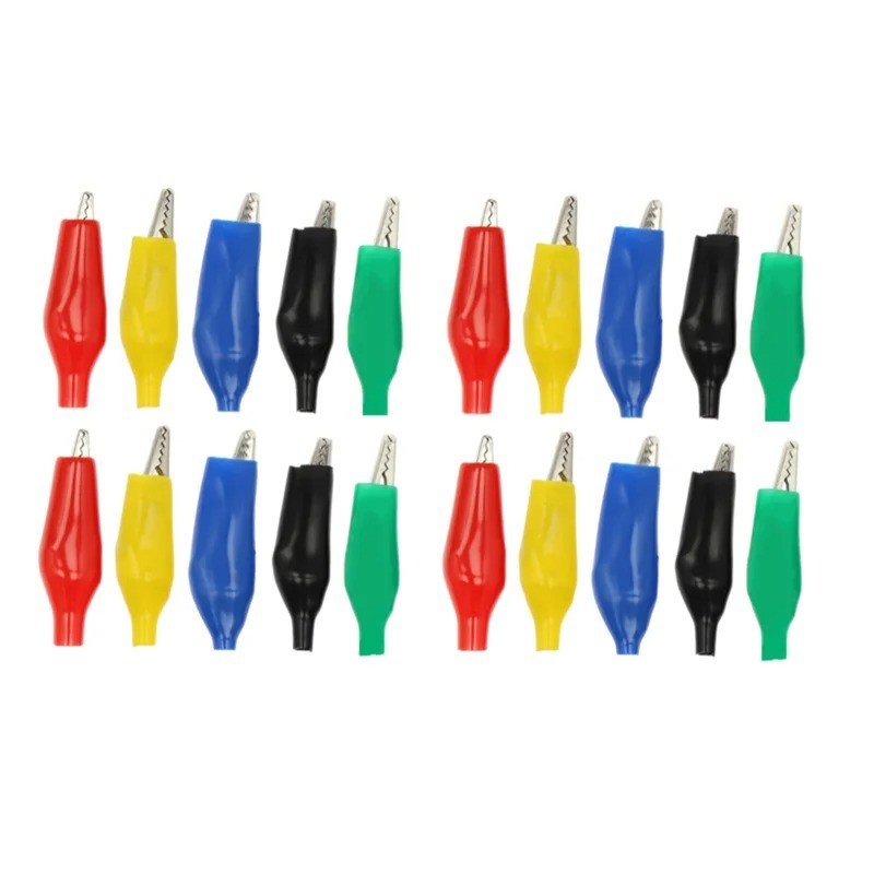 20pcs Black Red Soft Plastic Coated Testing Probe Aligator Clips Crocodile P2001