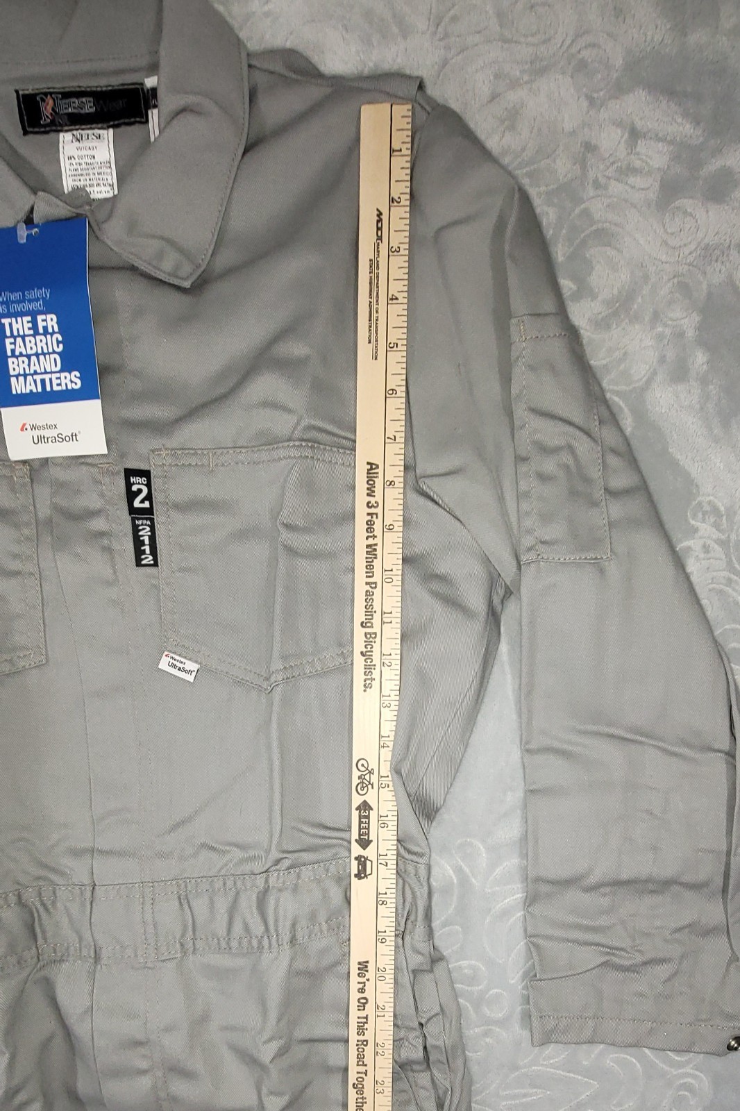 Neese VU7LCAGY Westex UltraSoft FR Men’s Coverall Gray Size Medium 38/40 Regular
