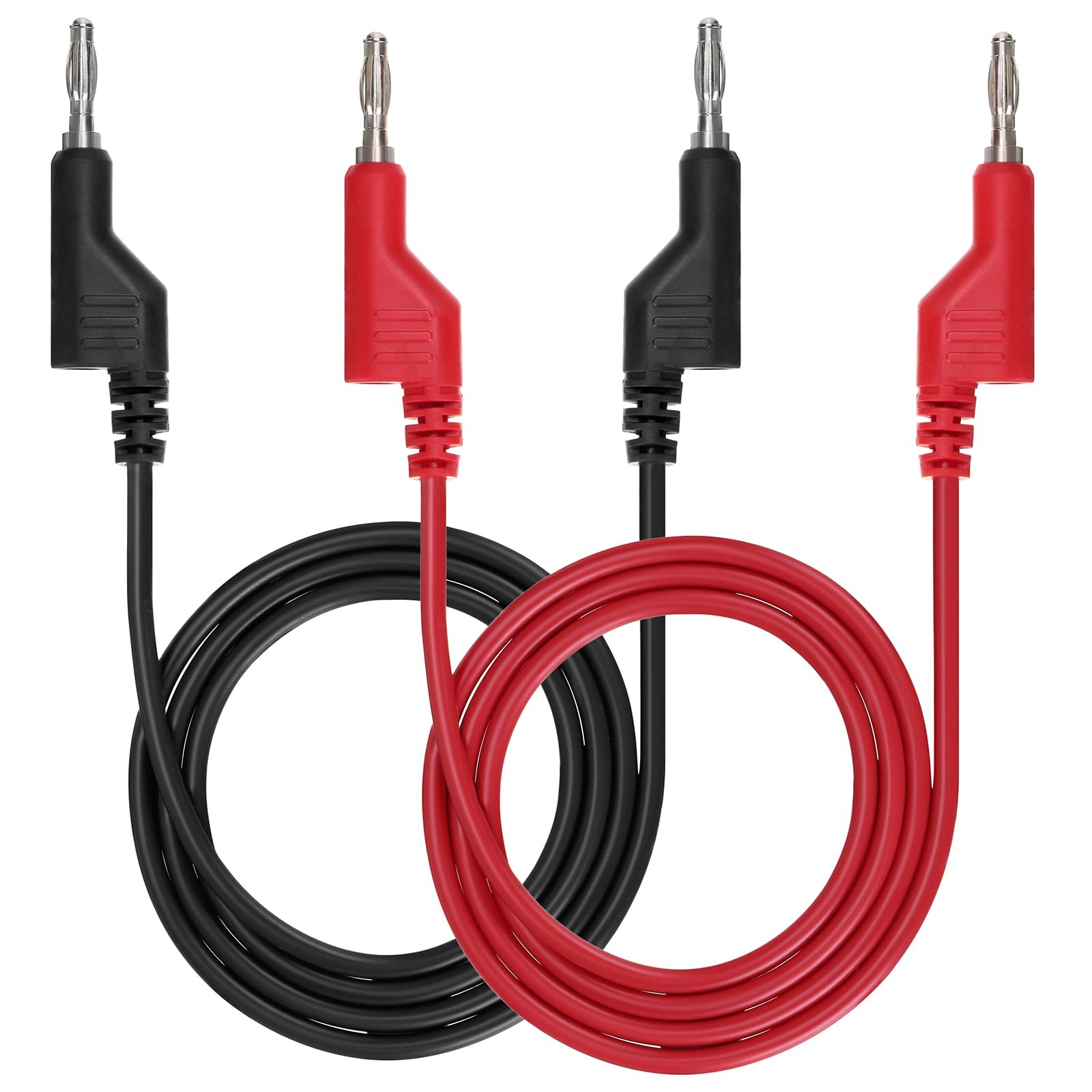2pcs Banana To Banana Plug Test Leads Stackable 4mm Banana Plug Test Cables Mult