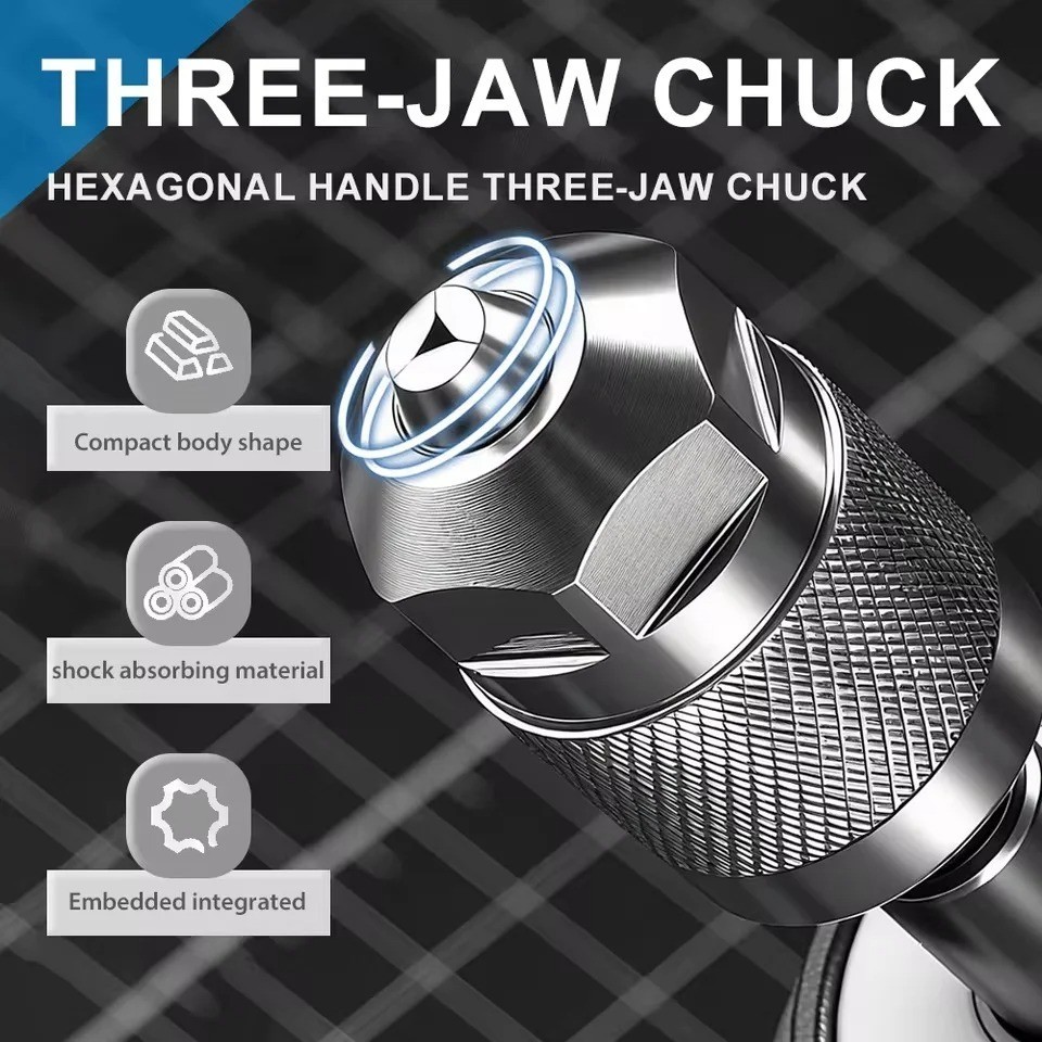 1/4″ Hex Shank Keyless Drill Chuck Adapter Quick Change Converter 0.3mm-6.5mm
