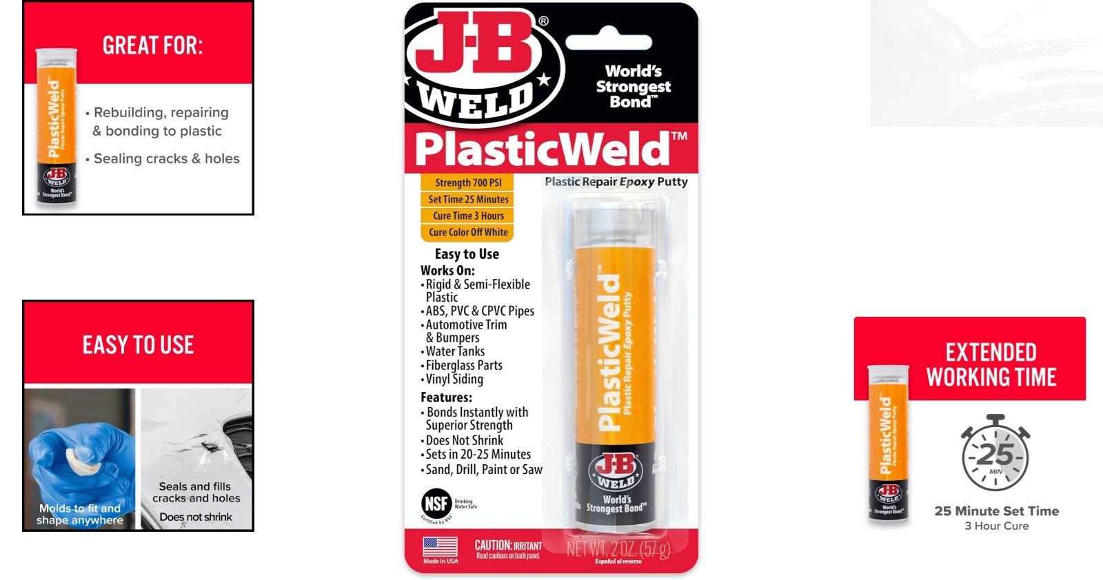 PlasticWeld Epoxy Putty – Heat Resistant Adhesive for Automotive & Marine Uses