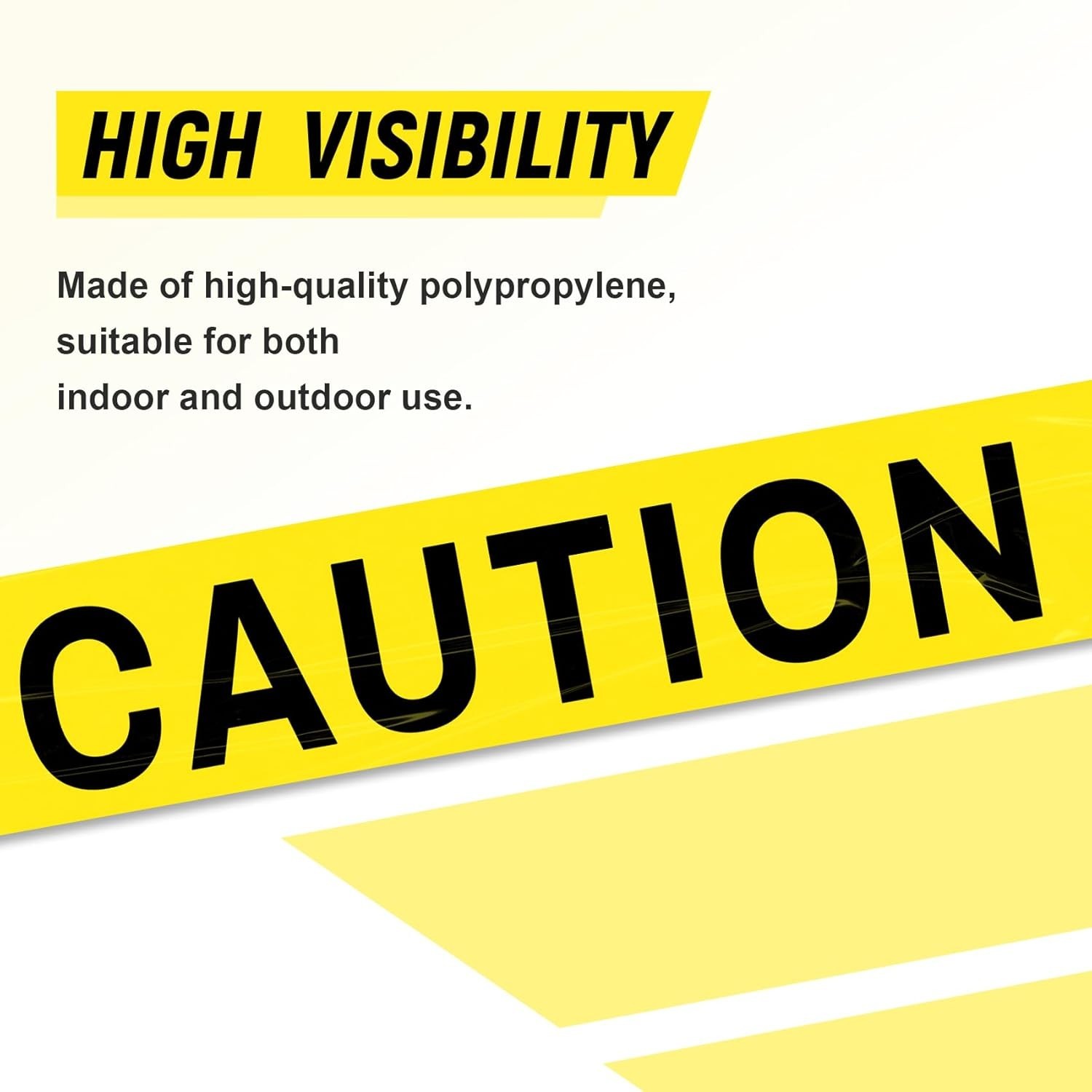 Yellow Caution Tape 3-Inch 300ft Roll Non-Adhesive Highly Visible Safety Barrier
