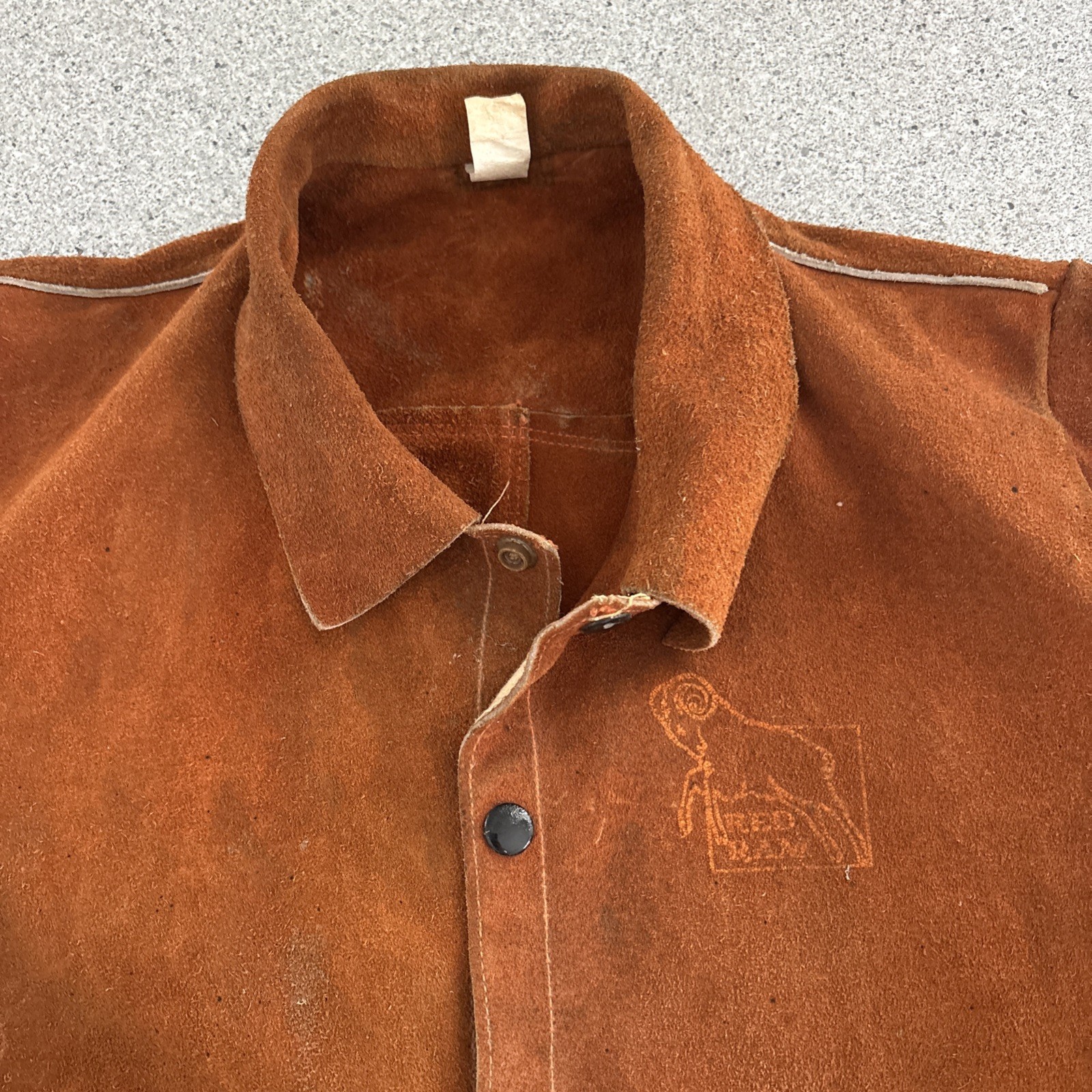 VTG Red Ram Leather Jacket Weld Pro Flame Resistant Mens L Made In USA Cowhide