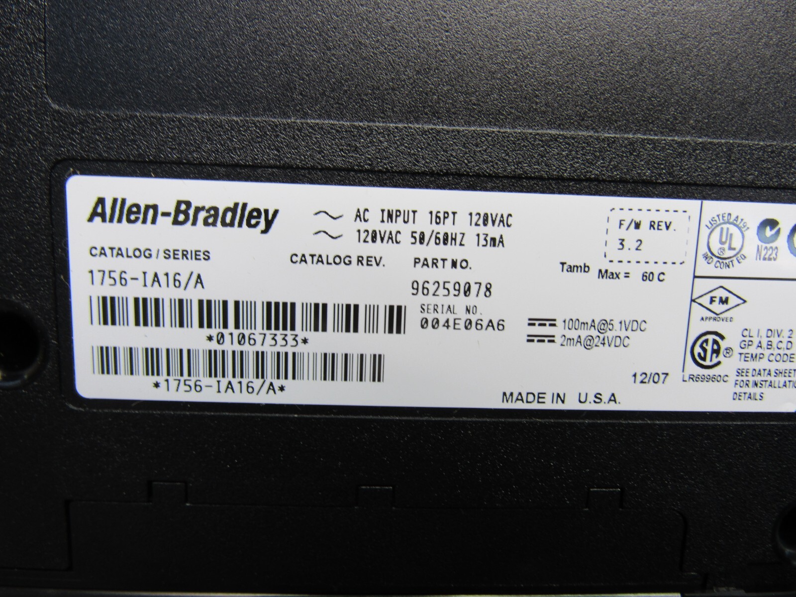 ALLEN BRADLEY CONTROLLOGIX SYS. w/PARALLEL UNIT 1756-L61 w/30QTY I/O MODULES XLN