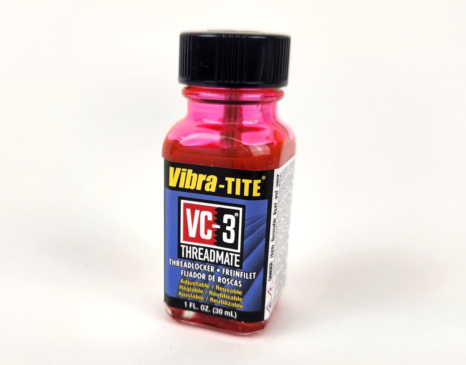 Vibra-Tite VC-3 Threadmate 1oz 30ml Red Liquid Threadlocker Brush Cap Applicator