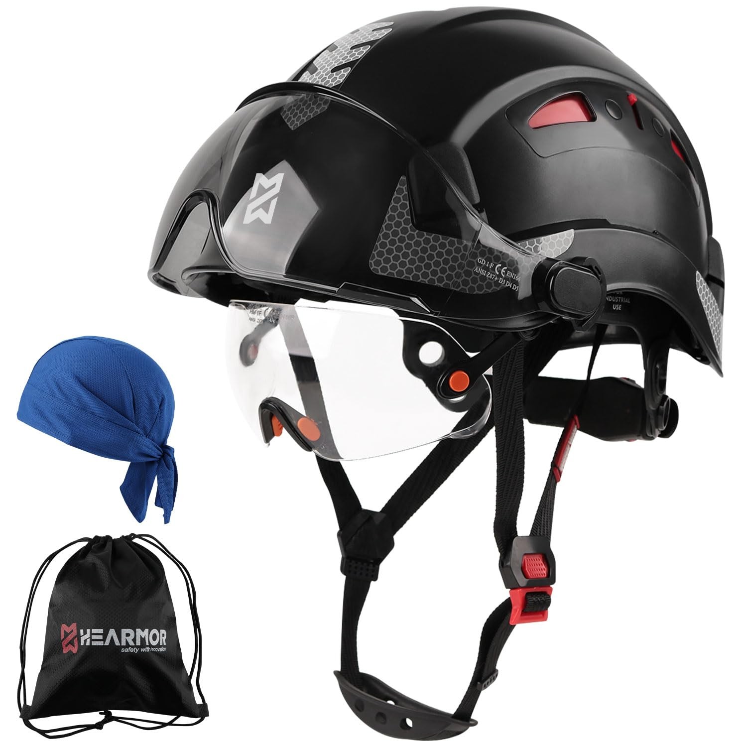 Safety Helmet EN397 Tested High Strength ABS Material, Double Visor for Fast…