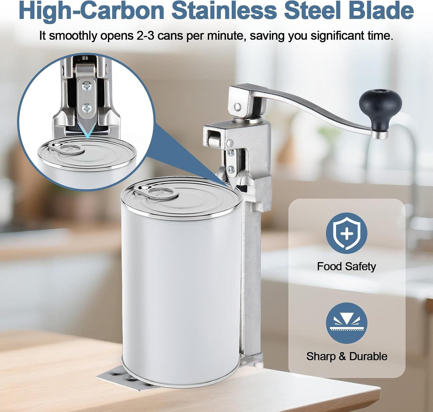 Commercial Can Opener Heavy Duty, Manual Table Mount Can Opener for #10 Cans up