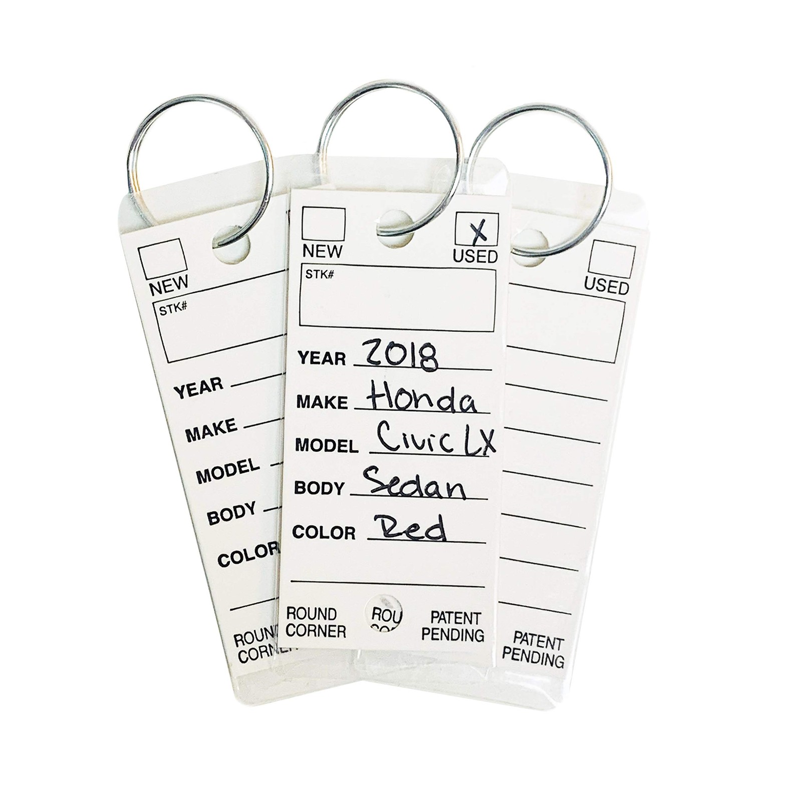 Round Corner Car Key Tags E-Z Tag White Pack of 250