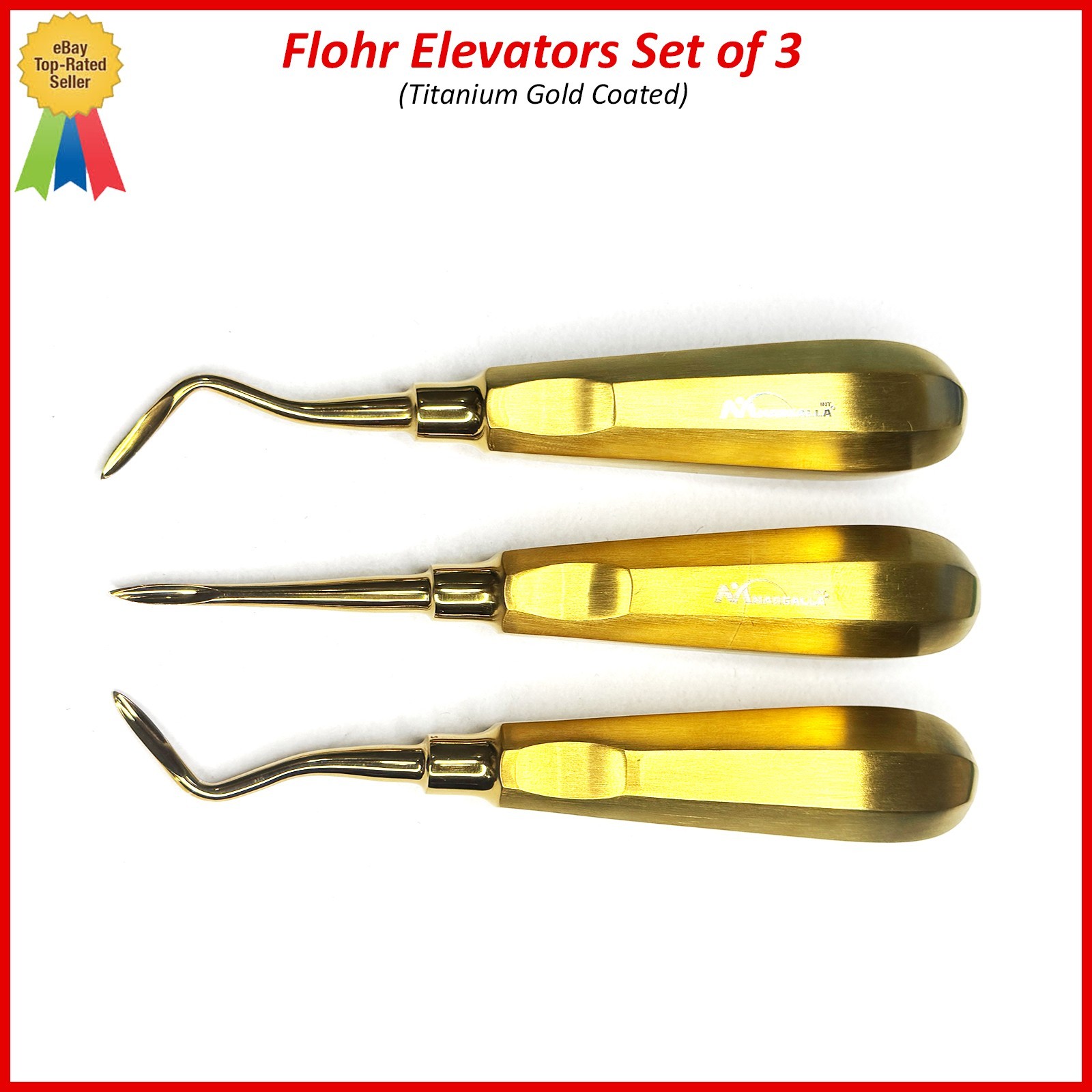 3 Pcs Dental Root FLOHR Elevators Oral Surgery PDL Luxating Tooth loosening