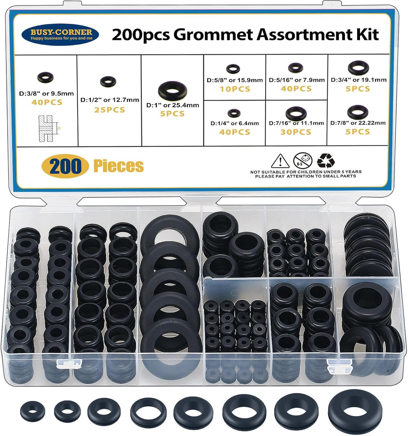 200 PCS Rubber Grommet Kit for Firewall Hole Plugging – Assorted Sizes!