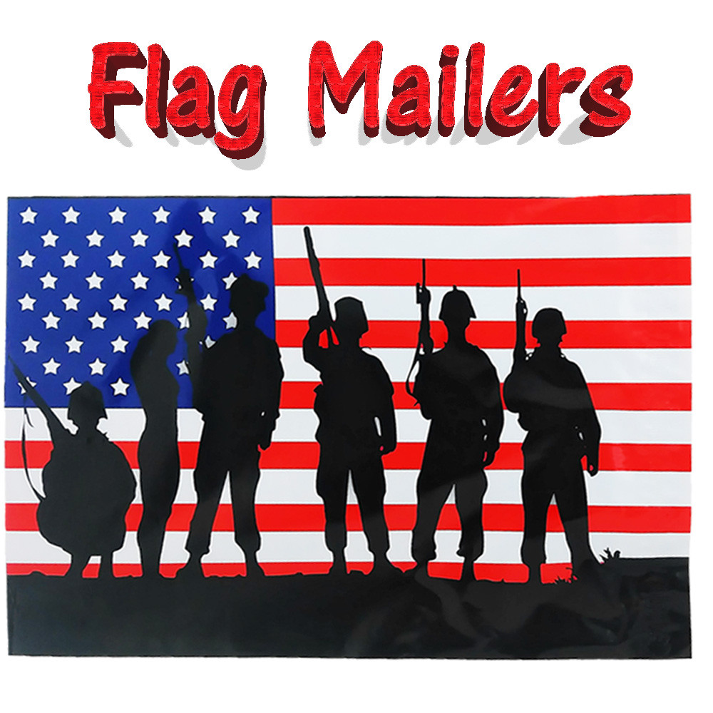 10×13″ Military Soldier Patriotic Flag Poly Mailers, Flat Shipping Envelope Bags
