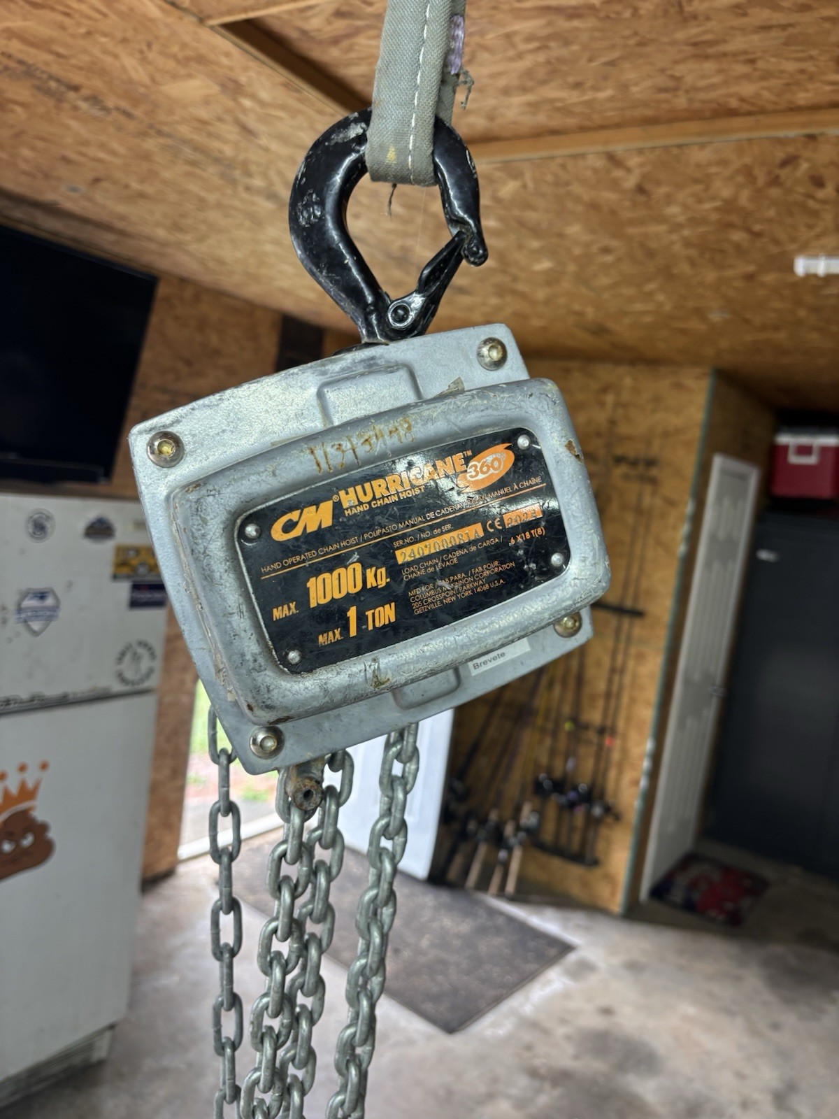 1 Ton Cm Hurricane Chain Hoist 20’ Lift