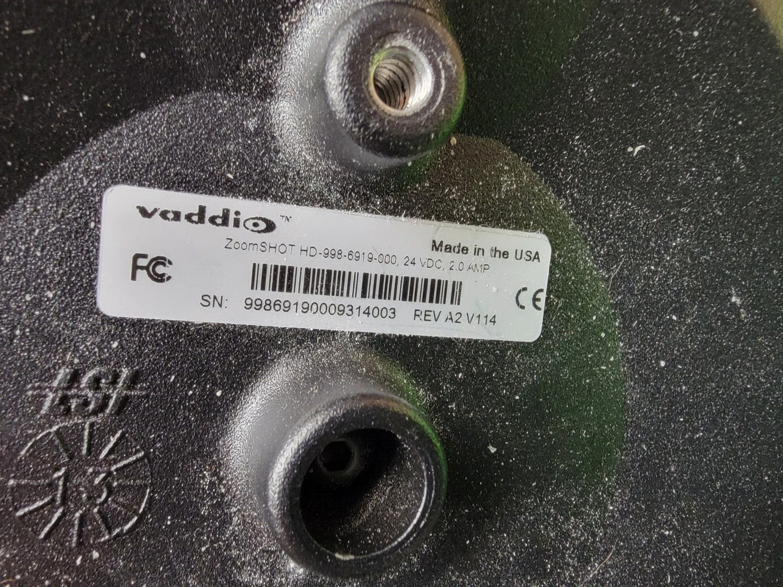 Vaddio ZOOMSHOT HD Camera 998-6919-000 REV A2 V114