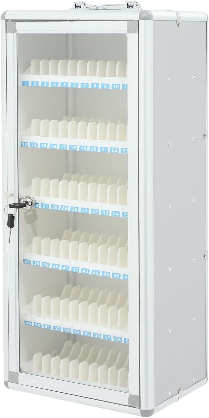 72 Slots Cell Phone Locker Box Cell Phone Lockers Storage Cabinet White