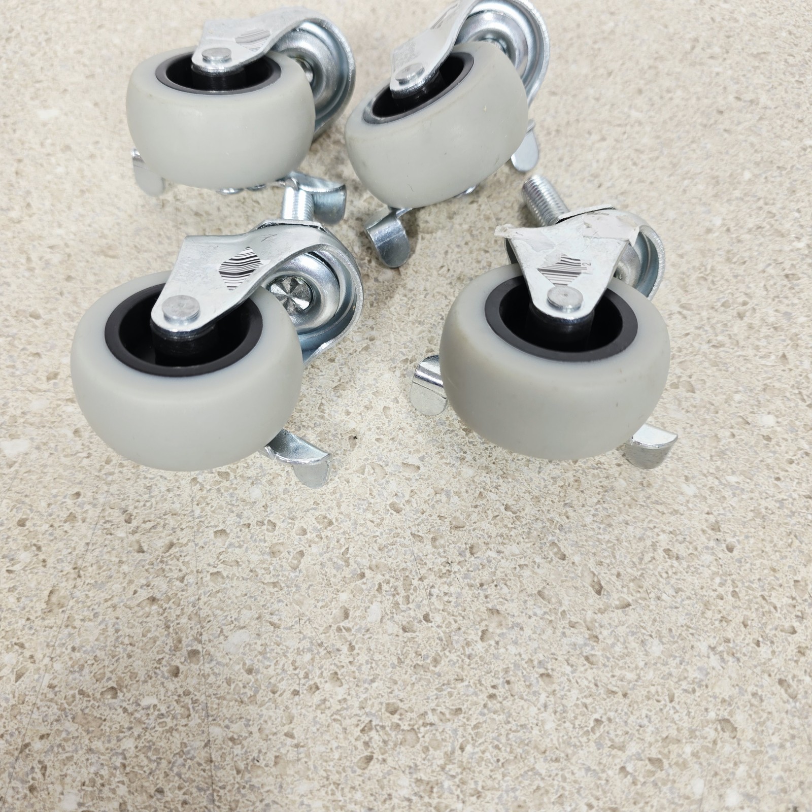 4PK 2 in. Gray Rubber Like TPR Steel Swivel Threaded Stem Caster Locking Brake
