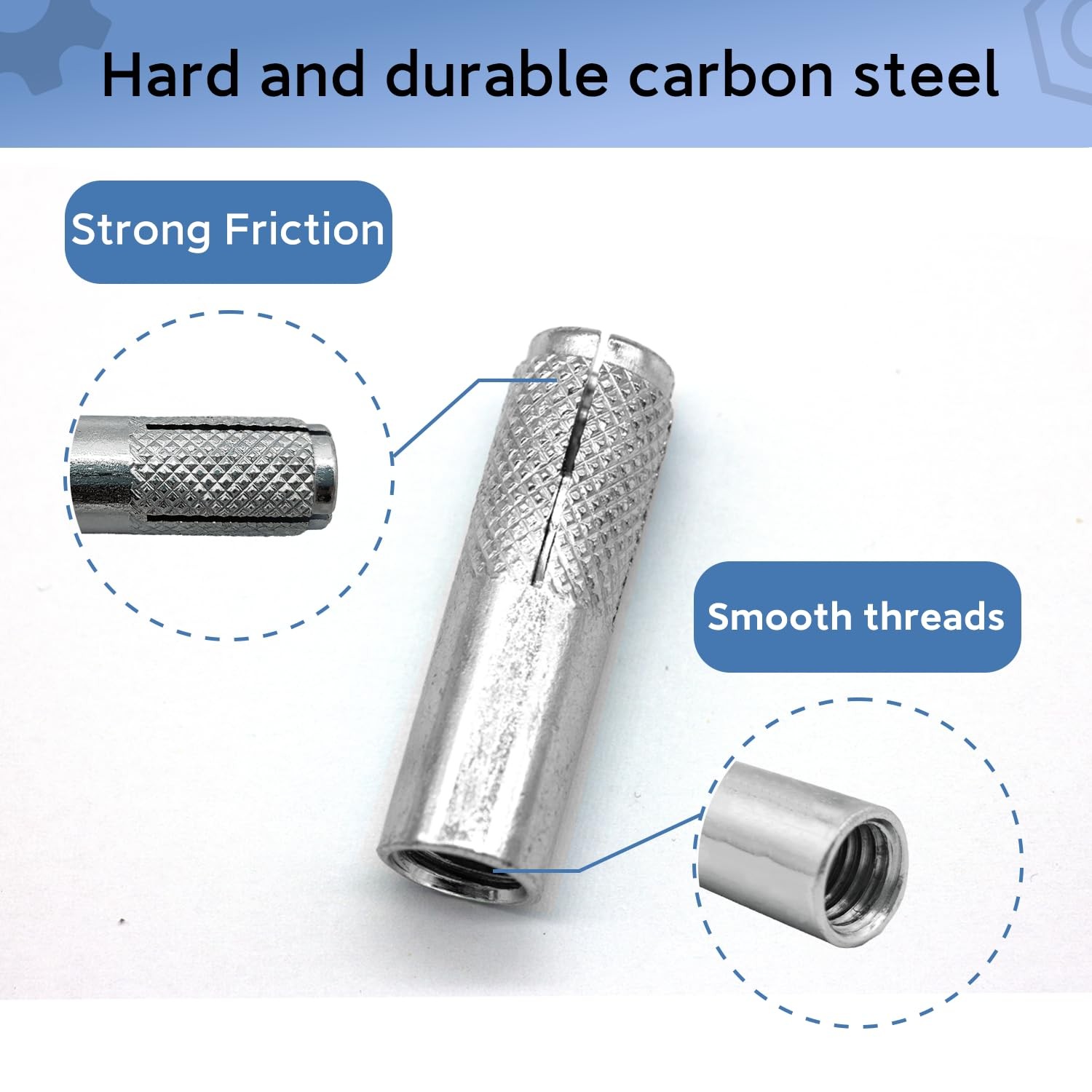 Ferrtitan 12 Pieces 3/8″16 Inch Carbon Steel Knurled Drop in Anchor Expansion…