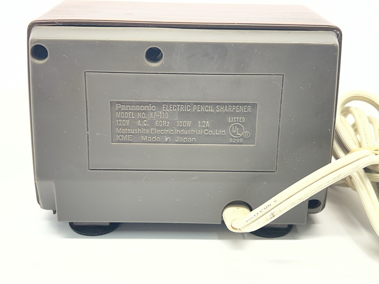 Vtg MCM Panasonic Brown Electric Pencil Sharpener #KP-110 Auto Stop/Tested/Works