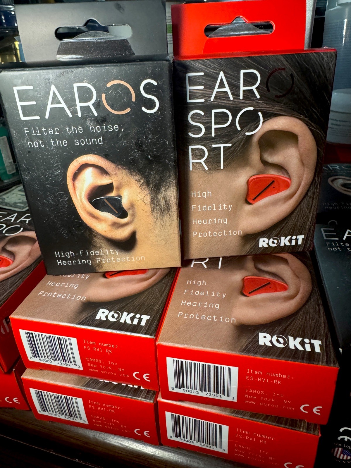 EARO Sport Earplugs, Red or Black, 20 dB Noise Reduction, Sleek & Secure Fit