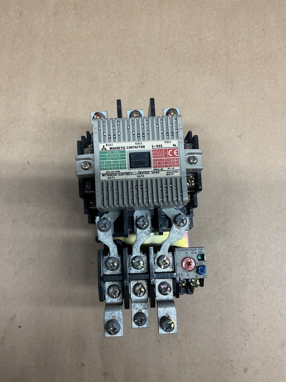 MITSUBISHI MAGNETIC CONTACTOR S-K95 200-240V 50/60hz #4013E118PR7