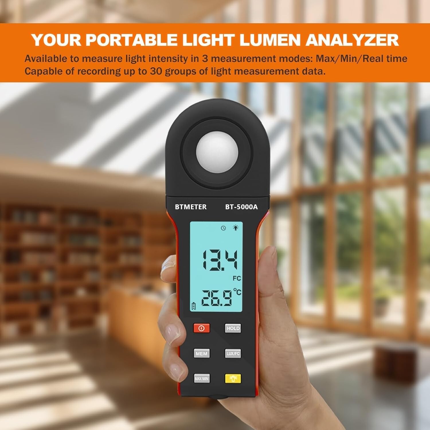Light Lux Meter Logger BT-5000A Digital Lumen Tester Measure Lighting Level I…