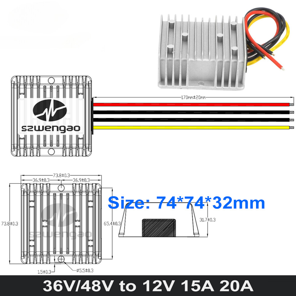 36V 48V to 12V 50A 60A 80A 100A DC Step Down Converter Buck Regulator Golf Cart