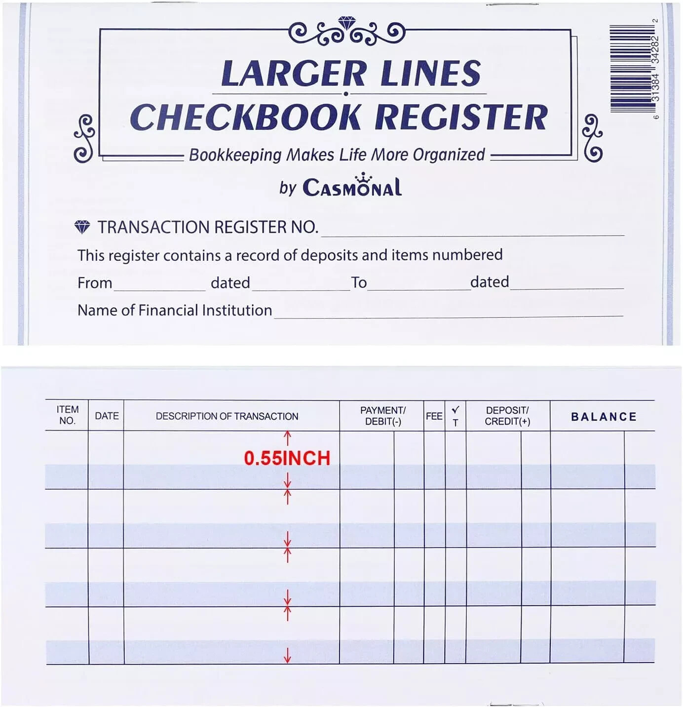 Larger Lines Checkbook Register, Check Registers for Personal Use,…