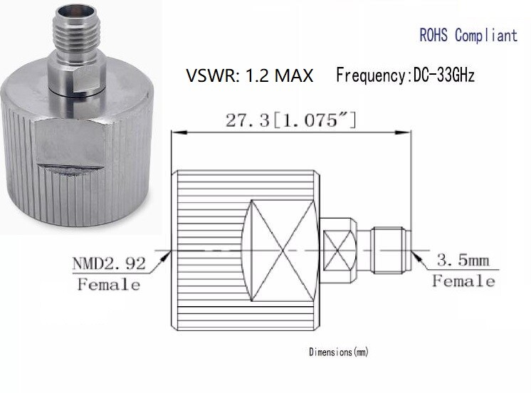 NMD2.92mm – 3.5mm Millimeter Wave Adaptor Adapter for Network Analyzer Connector