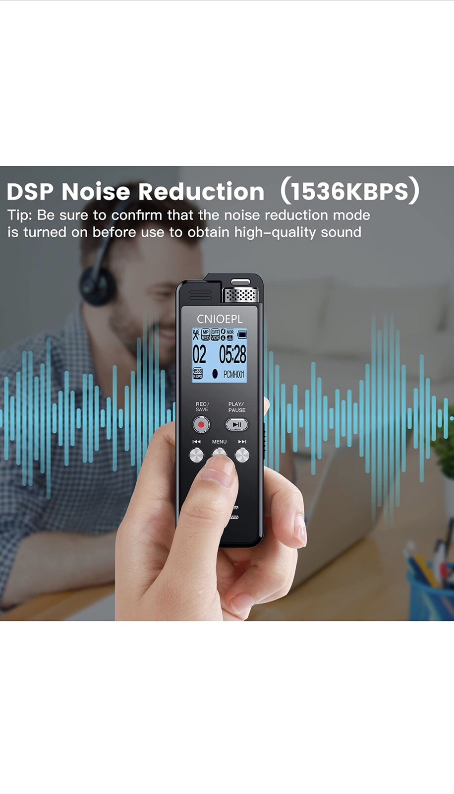 72GB Digital Voice Recorder 1536KBPS 5148h Recording Capacity 24h for Recordi…
