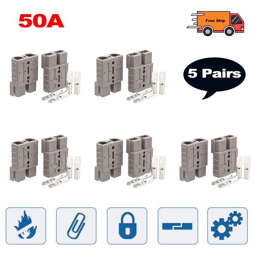 ⭐10Pack For Anderson Style Plug Connectors DC Power 50 AMP 600V 6AWG⭐⭐⭐