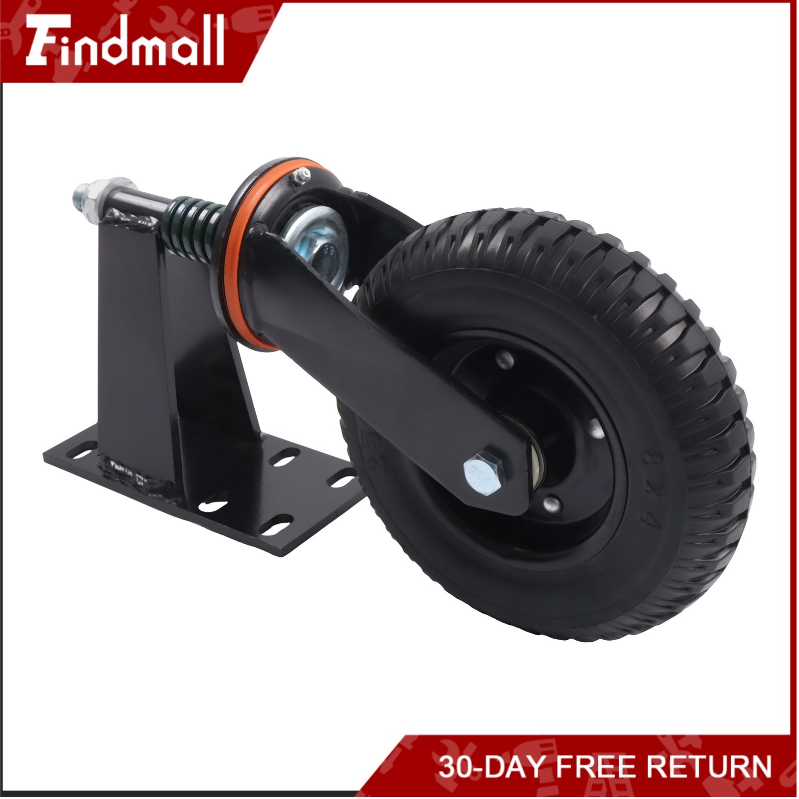Findmall 2 Pcs Gate Casters 8″ 600Lbs (Straight/U-Bolt) Spring-Loaded Caster