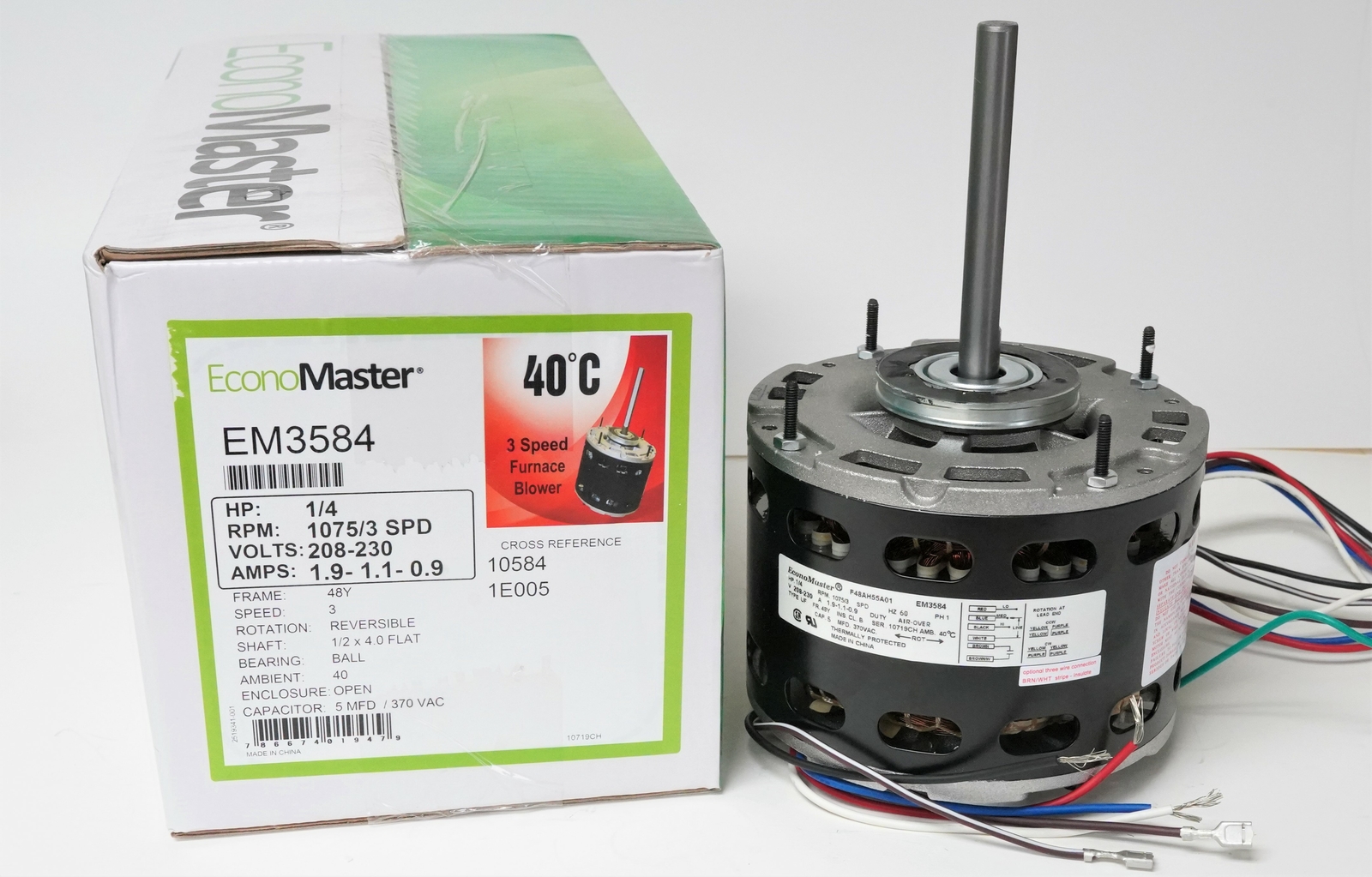 Air Handler Furnace HVAC Blower Motor 3584 1/4 HP 1075/3 RPM 230V 48 Frame