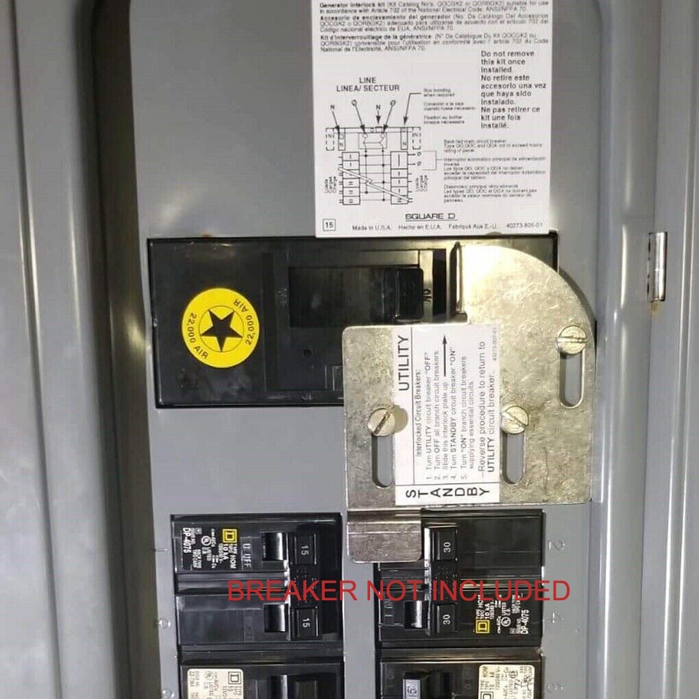 Generator interlock kit for Square D QO and Homeline 150 – 200 Amp Main Panel