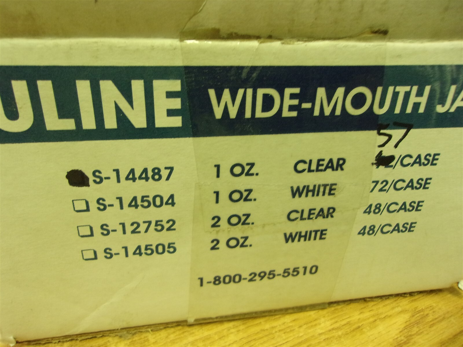 NEW Uline Wide Mouth Jars S-14487 1oz Clear Box of 57 *FREE SHIPPING*