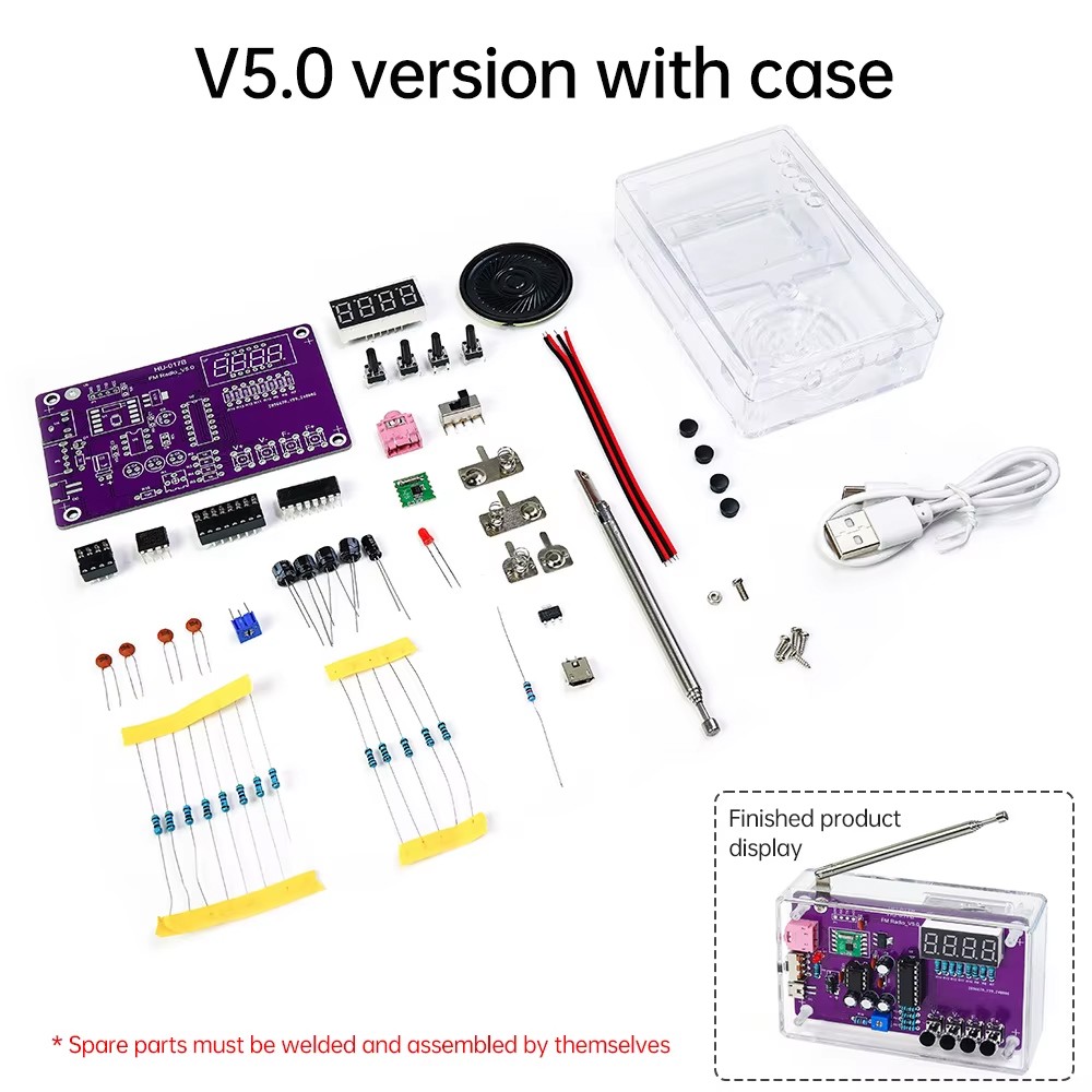 DIY FM Radio Electronic Kits 87-108MHz Digital RDA5807S Module Soldering Project