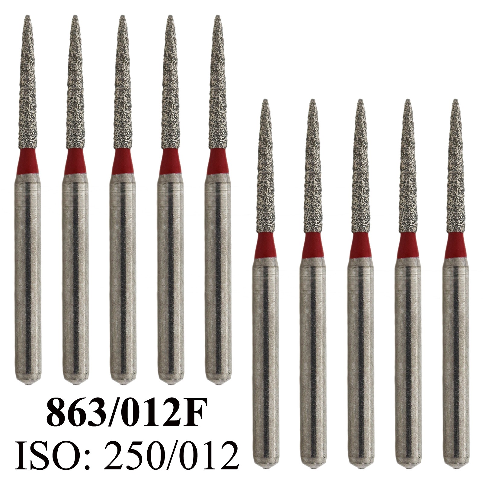 Dental Diamond Bur Flame Fine FG Burs 863/012F 250-012 High Speed Burr Red